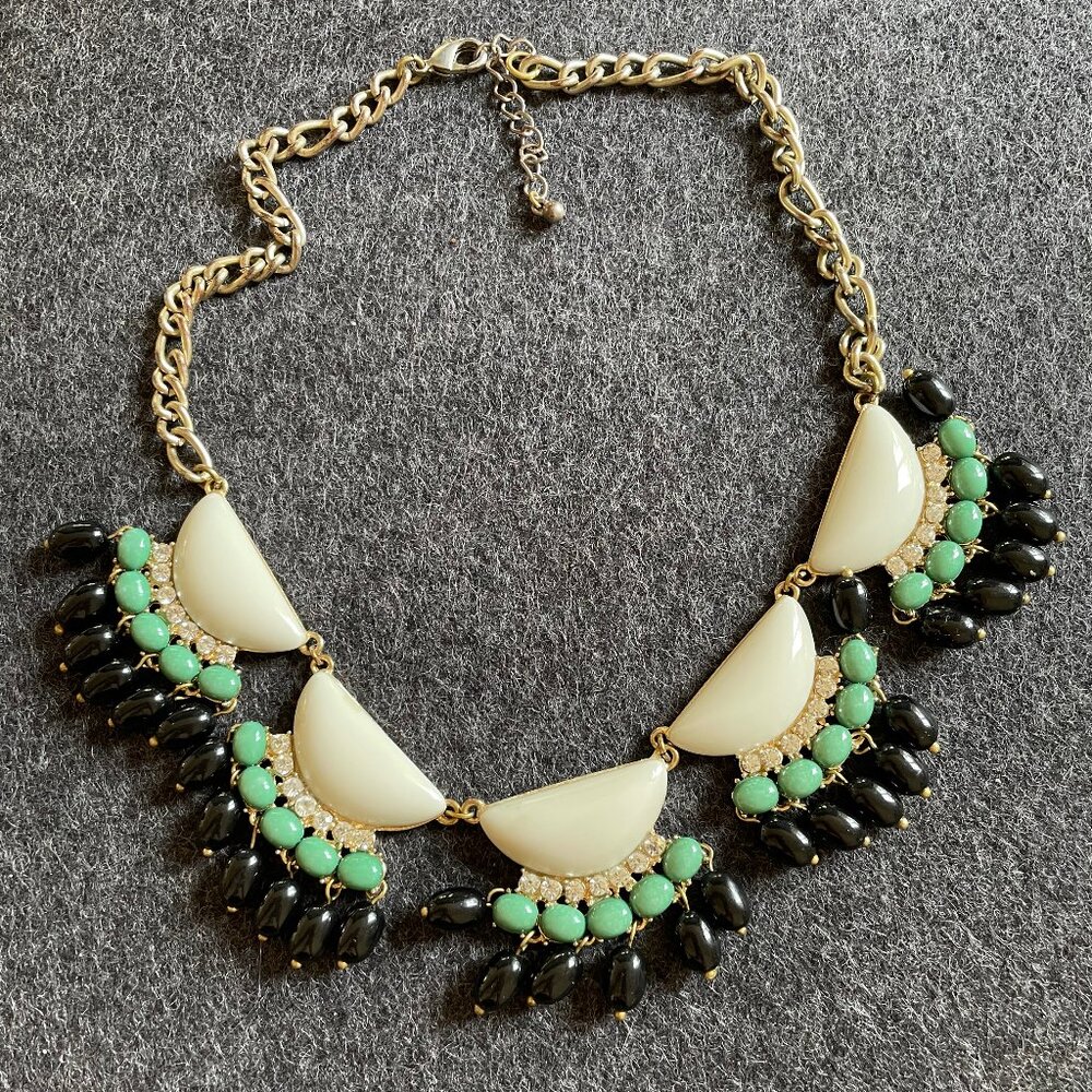 Teal and Navy Rhinestone Statement Necklace